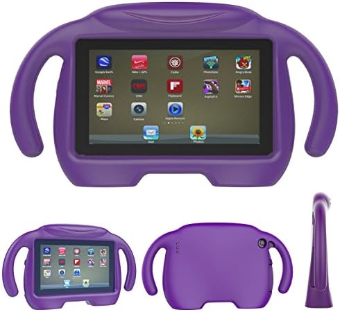 Fire 7 2015 Case,Fire 7 Case 2017,SNOW WI Kids Case Shockproof Light Weight Drop Protection Children EVA Case Cover for Amazon Fire 7 Tablet (5th Generation 2015 / 7th Generation 2017) (Smile Purple)