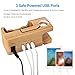 Wood Apple Watch Charging Stand，HBlife 3 USB Port 3.0 Hub Bamboo Charging Dock Station for 38mm and 42mm iWatch & iPhone X 8 6 6 Plus 5S 5 7 7 Plus and Most Smartphone