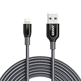 Anker Powerline+ Lightning Cable (10ft) Durable and Fast Charging Cable [Double Braided Nylon], MFi Certified for iPhone X / 8/8 Plus / 7/7 Plus / 6/6 Plus / 5s / iPad and More (Gray)