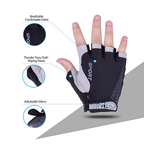 image for EVILTO Cycling Gloves, Half Finger Biking Gloves Fingerless Sports Glo