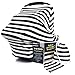 Nursing Covers- Baby Car Seat Canopy - Breastfeeding Cover up for Boys and Girls - Multi Use Infinity Mom Scarf - Carry Bag and Baby Beanie Included by Engelstyling (White and Black)