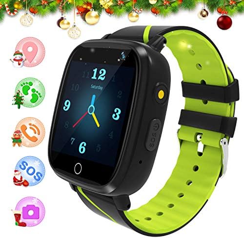 Kids GPS Smart Watch Phone Step Pedometer Tracker Anti-lost Touch Screen Chat Voice Flashlight Camera Alarm Clock SOS with Learning Game Birthday Gift Toys for Boys Girls (black)