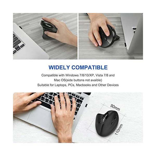 TECKNET-Ergonomic-Rechargeable-Mouse-24G-Wireless-Vertical-Mouse-with-5-Adjustable-DPI-8001200160020002400-for-Computer-Laptop-Black TECKNET Ergonomic Rechargeable Mouse, 2.4G Wireless Vertical Mouse with 5 Adjustable DPI (800/1200/1600/2000/2400) for…
