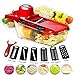 Mandoline Slicer, Vegetable Slicer Cutter, 6 Interchangeable Blades, Easy to Clean, Stainless Steel, Adjustable, Multi-blade,Comes with Peeler, Storage Container and Hand Protection,Red