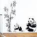 BIBITIME Black&White Mother Baby Pandas Eating Bamboos Wall Stickers Decor for Bedroom Vinyl Decals
