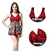 wantdo Women's Flower Print Swimsuit High Waisted Bathing Suit WineRed US 4-6