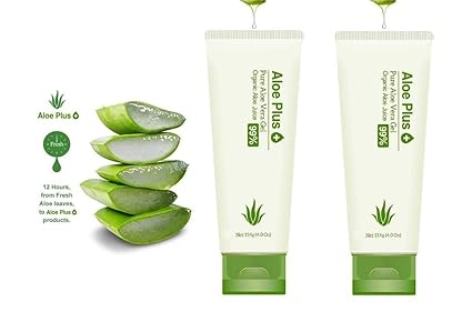 Aloe Vera Gel, 2 Stück Gel Juice 99% PURER SAFT von 3 Jahre Organische Aloe Pflanze für Haut, Haare und Körper, 2 x 140 g | P