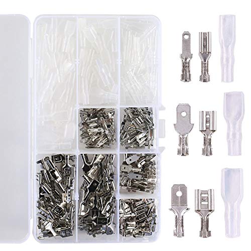 ManYee 315pcs 2.8/4.8/6.3mm Male Female Spade Connectors for Car Audio Speaker Wire Crimp Terminals Spade Electrical Connector Kit with Insulating Sleeve Quick Wire Splice Terminal - Thumbnail 7