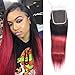 Mothers' Day Gift for Mom Top Hair Brazilian Ombre Hair Black To Red Straight Closure Natural Brazillian Virgin Remy 130%(Ombre 1B/Burgundy 10
