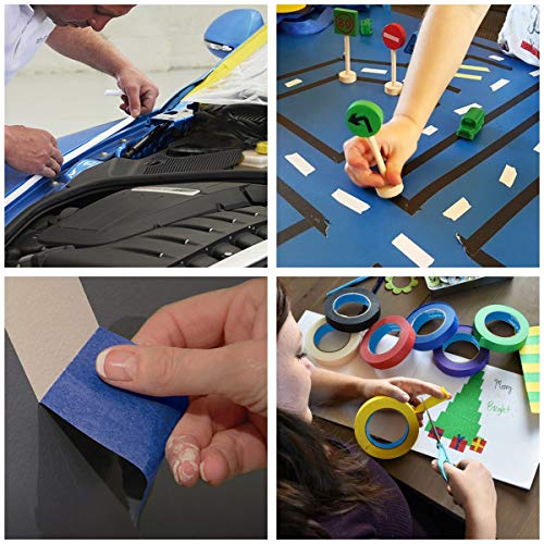 Colored Masking Tape for Kids Arts Crafts, 12 Pack 0.94 inch X 54 YDs Writable General Purpose Masking Tape - Great for Labeling, Painting, Packing and More. Adhesive Leaves No Residue by KIWIHUB - Thumbnail 5