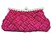 Chicastic Pleated and Braided Rhinestone studded Wedding Evening Bridal Bridesmaid Clutch Purse - Fuchsia Pink