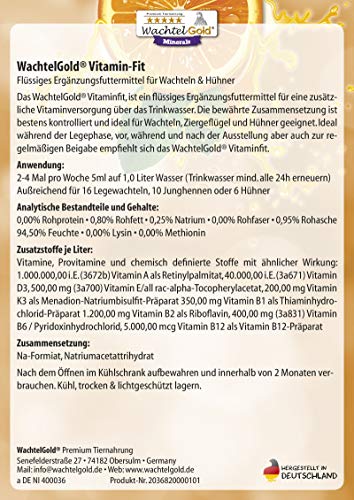 WachtelGold Vitamin-Fit 1000ml- flüssige Nahrungsergänzung für Wachteln, Hühner und Ziergeflügel – Bild 5