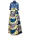 Huiyuzhi Womens African Print Dashiki Dress Long Maxi A Line Skirt Ball Gown (3XL, Green-Yellow)