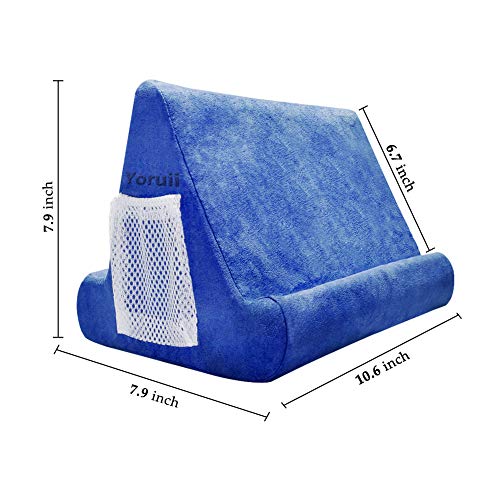 Soft Pad Pillow Stand Holder Tablet Mobile Phone Pillow Lap Stand Multi-Angle Reading Support Pillow Stand Suitable for Tablet Computer Ereader Smart Phone and Books (Blue)