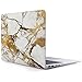 iDOO Soft Touch Hard Plastic Matte Case for MacBook Air 13 inch Model A1369 and A1466 - White & Gold Marble