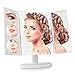 EASEHOLD 35 LED Lighted Vanity Makeup Mirror Tri-Fold with 3X 5X 10X Magnifiers 360 Degree Free Rotation Countertop Bathroom Cosmetic Mirror (White)
