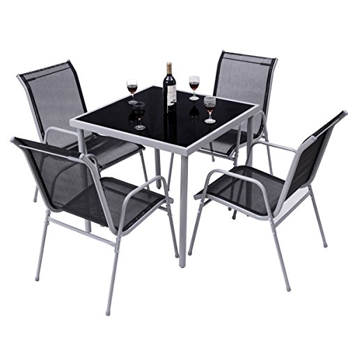 Giantex 5 Pcs Bistro Set Table and Chairs Indoor Outdoor Garden Patio Dining Furniture