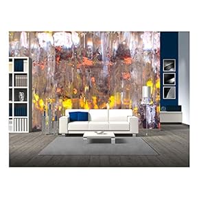 Brown and Orange Abstract Art Painting - Removable Wall Mural | Self-Adhesive Large Wallpaper - 66x96 inches