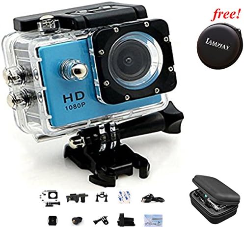 Action Camera IAMWAY Ultra HD 30 Meter 1080P Waterproof DV Camcorde 2.0 inch LCD Screen Sport DV Giveaway Free of Portable Travel Case for Earpieces,USB Cables,Chargers, Coins etc.(Blue 1080P)