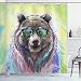 Ambesonne Animal Shower Curtain, Funny Cool Low Wild Hipster Bear with Spectacles Colorful Portrait, Cloth Fabric Bathroom Decor Set with Hooks, 70" Long, Lime Green