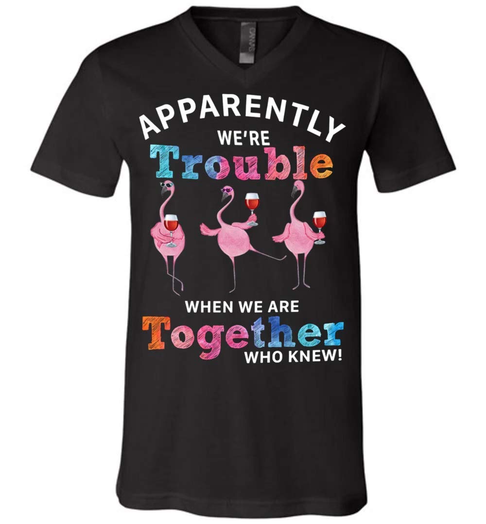 Apparently We Re Trouble When We Are Together Who Knew Flamingo Wine Canvas Unisex T Shirt