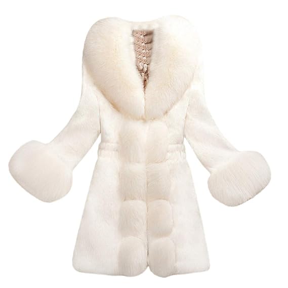 Geili Damen Mantel Winter Elegant Warm Faux Fur Kunstfell Jacke Lang Kunstpelz Flauschiges Coat Outwear Parka Fur Jacke Fell 