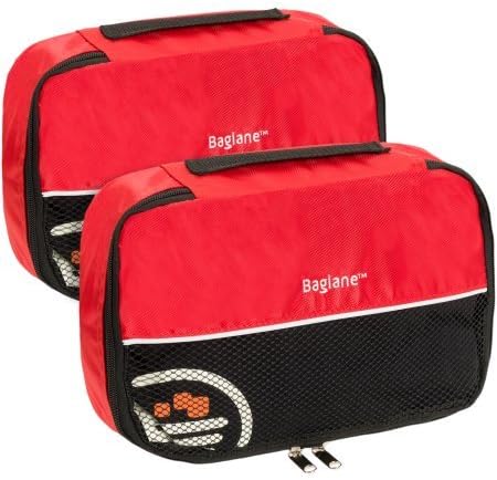 Baglane Red TechLife Nylon Luggage Travel Packing Cube Bags -2pc Set (Small)