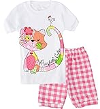Cats Pajamas Girls Sleepwear Clothes Set Kids Dog Pyjama 2Pcs Cotton Short Suit