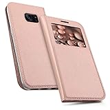 kwmobile Practical and chic FLIP COVER case with window and synthetic leather for Samsung Galaxy S7 in rose gold