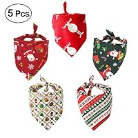 Cheerpet 5 Pcs Dog Bibs Saliva Towel Christmas Dog Triangle Bandana Christmas Scarf Xmas Thanksgiving Gifts Christmas Party Decorations