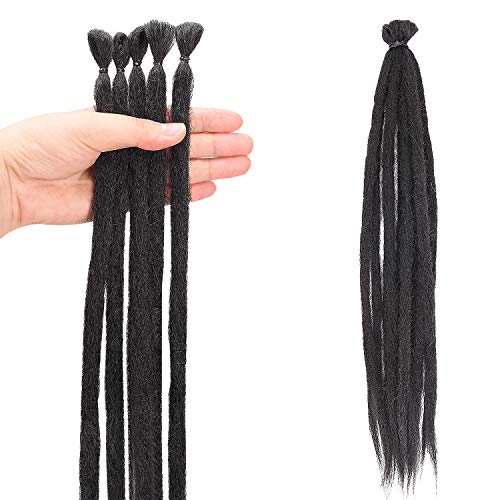 Noverlife 10 Strands 50cm/20″ Black Dreadlock Extensions, Single Ended Crochet Synthetic Dreadlocks Accessories, Jamaica Punk Hip-Hop Reggae Hair Braiding Wigs Faux Locs for Fashion Men Women