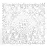 Home-X Vintage Style Square Lace Doilies. Cream or White (White)