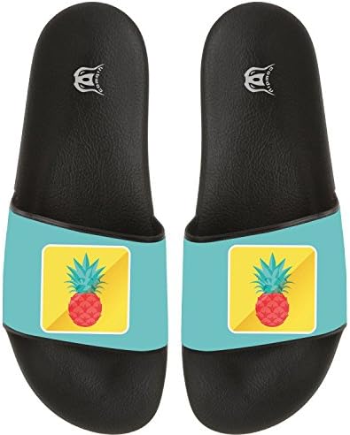 COWDIY Home Bath Slide Slipper Yellow Pineapple Pattern Non-slip Summer Beach And Pool Sandal Men Women