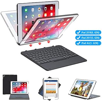 iPad 9.7 Bluetooth Keyboard Case, Yoozon Detachable Auto Sleep/Wake 7 Colors Backlight Wireless Bluetooth Keyboard Compatible with iPad 2018 (6th Gen),iPad 2017 (5th Gen), iPad Air 1
