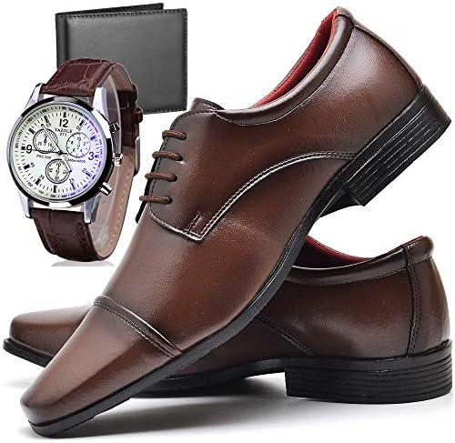 Kit Sapato Social Masculino com Relógio e Carteira ZARU 807 | Amazon.com.br