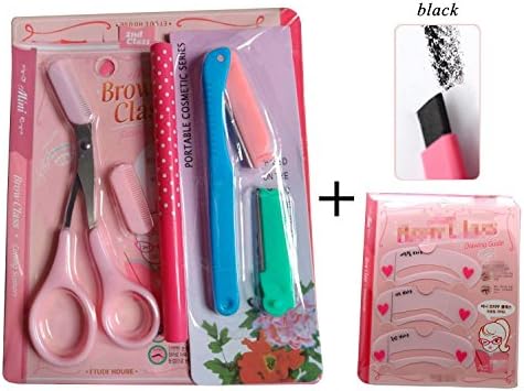 Monsme Eyebrow Shaper Trimmer Beauty Tool 4pcs Set, Painless Safe and Portable (#1(Black))
