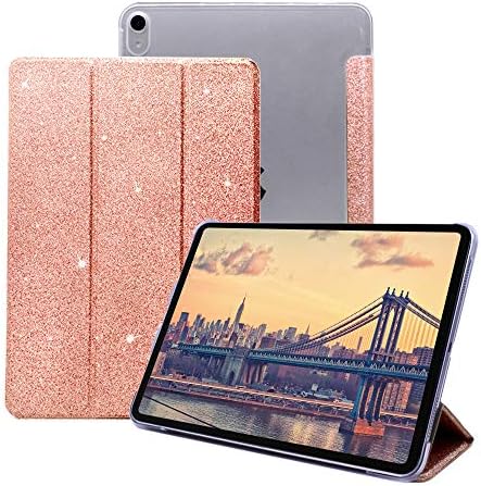 CLARKCAS for iPad Pro 12.9 Case Glitter,[Auto Wake/Sleep] Tri-Fold Lightweight Slim Protective Cover for 2018 iPad Pro 12.9 inch 3rd Generation (Latest Model)_ Rose Gold