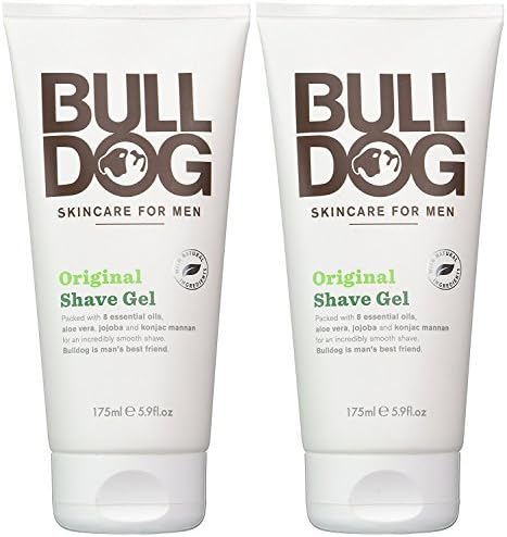 Bulldog Skincare For Men Original Shave Gel (Pack Of 2) With 8 Essential Oils, Aloe Vera, Jojoba And Konjac Mannam, 5.9 Fl. Oz.