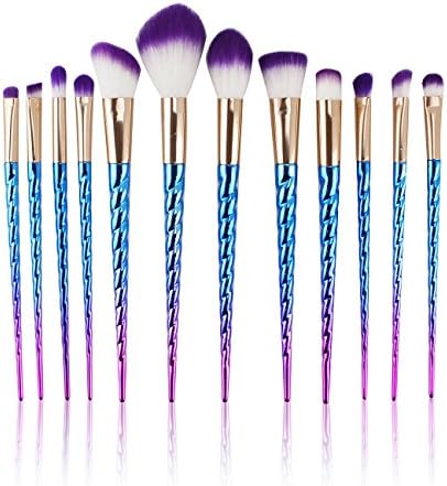 Makeup Brush Set , Blue Beat Colorful Unicorn Foundation Cosmetic Eye Shadow Eyeline Blush Brush Tool Kit [12PCS/Set]