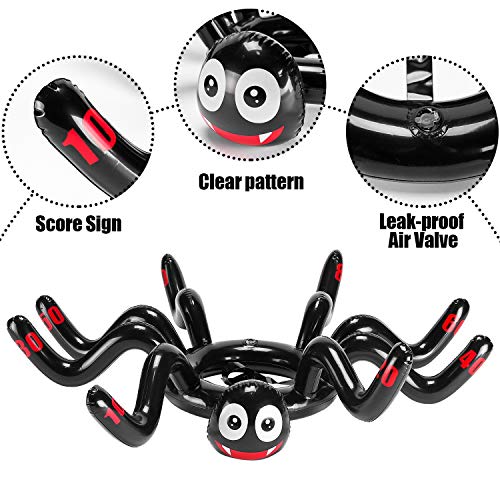 GROBRO7 11Pcs Halloween Inflatables Spider Hat Ring Toss Game Halloween Outdoor Party Favor Family Games Inflatable Toy Games Spider PVC Toys Multiplayer Games for Kids Adult - Thumbnail 2