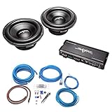 (2) Skar Audio VD-10 D4 500 Watt RMS Subwoofers with LP-750.1Dv2 Monoblock Sub Amplifier and 4 Gauge Amp Kit