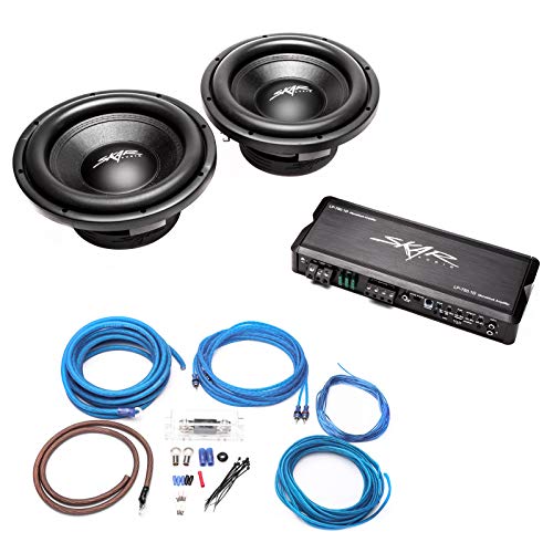 (2) Skar Audio VD-10 D4 500 Watt RMS Subwoofers with LP-750.1Dv2 Monoblock Sub Amplifier and 4 Gauge Amp Kit