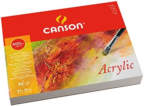 Canson Acrylic 400gsm paper pad including 50 sheets, size:24x32cm, fine grain texture, Natural white