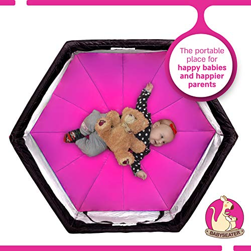 BABYSEATER Portable Playard Play Pen with Carrying Case for Infants and Babies, Pink - //coolthings.us