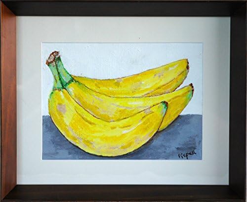 Bananas - original Impressionist acrylic painting - matted and framed
