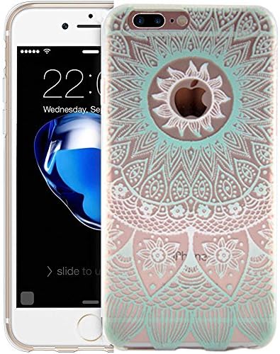 iPhone 7 Plus Case, Vect iPhone 7 Plus Case Clear with Aesthetic Design TPU Soft Shock-Absorption Scratch-Resistant Clear Slim Fit Protective Cover for iPhone 7 Plus 5.5 inch (Mint Mandala)