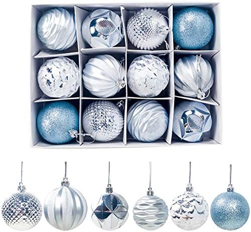 12ct 6cm Christmas Tree Balls Assorted Pendant Ornaments for Christmas Tree (Silver)