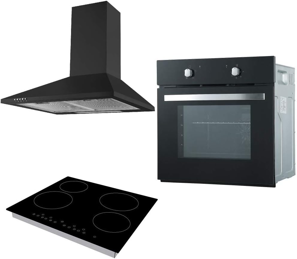Cookology Black Single Electric Fan Oven, Touch Ceramic Hob & Cooker