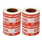 SJPACK 4 Rolls 3'' x 5'' Fragile - Handle With Care - Thank you Shipping Labels Stickers (500 Labels / Roll)