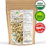 Fennel Seed 1LB (16Oz) 100% CERTIFIED Organic Egyptian Fennel Seed (Foeniculum vulgare), in 1 lbs. Bulk Resealable Kraft BPA free Bag by U.S. Wellness Naturals